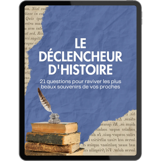 Mockup sur un ipad de mon outil « Le Déclencheur d'Histoire »